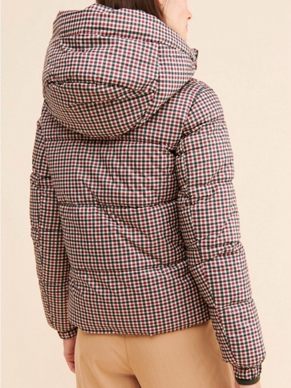Vero Moda Black, White and Red Houndstooth Quilted Puffer Jacket - Picture 4 of 12